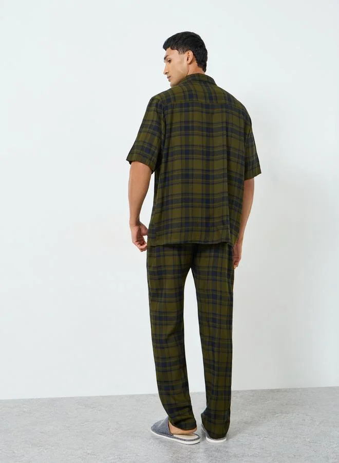 Styli  Men Checked Woven Shirt and Pyjama Set for Men | Best Price UAE